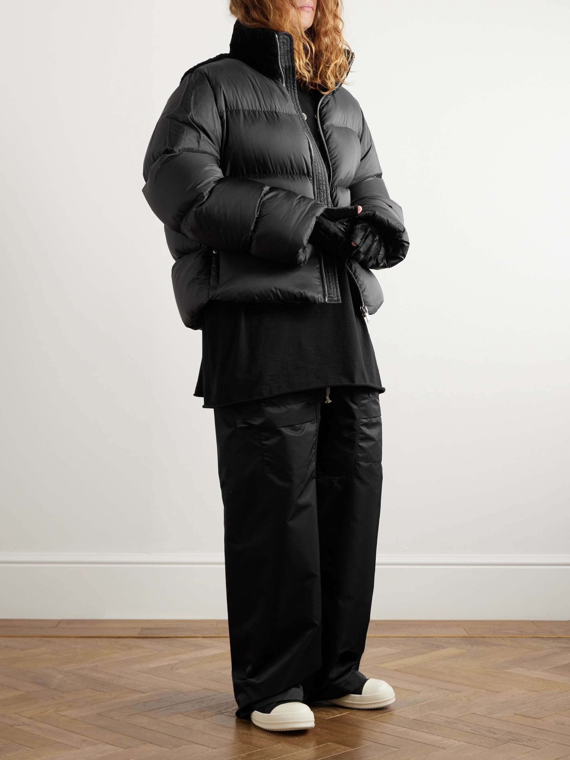 RICK OWENS + Moncler Cyclopic Shearling-Trimmed Quilted Shell Down ...