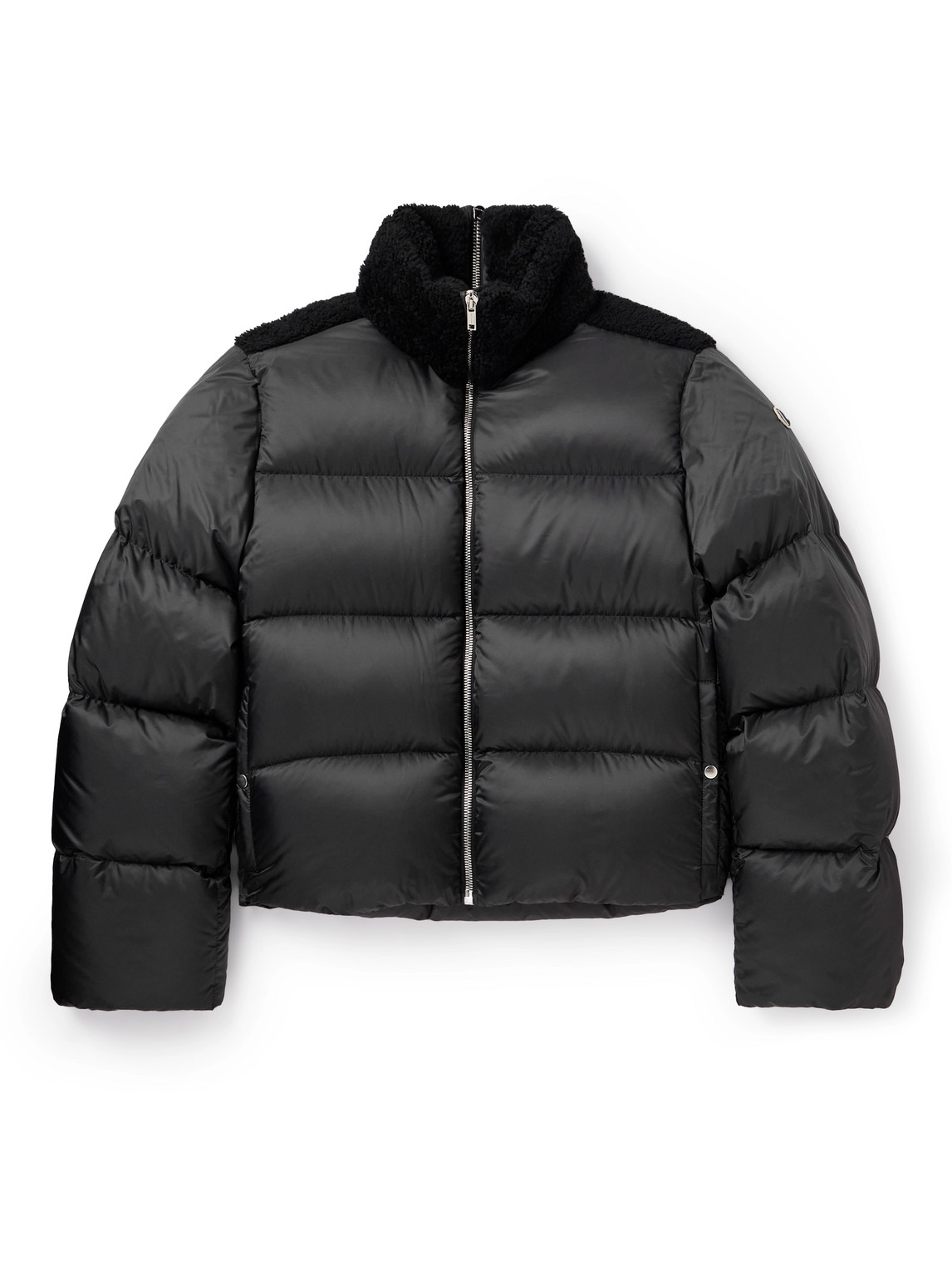 Rick Owens Moncler Cyclopic Shearling-trimmed Quilted Shell Down Jacket In Black
