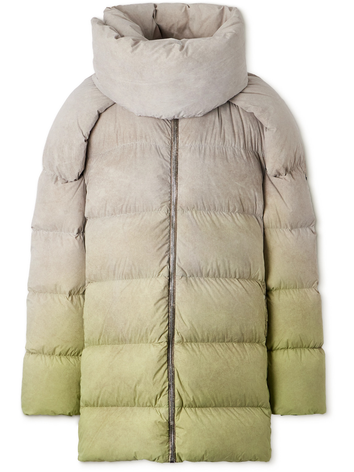 Rick Owens Moncler Dégradé Quilted Shell Down Coat In Green