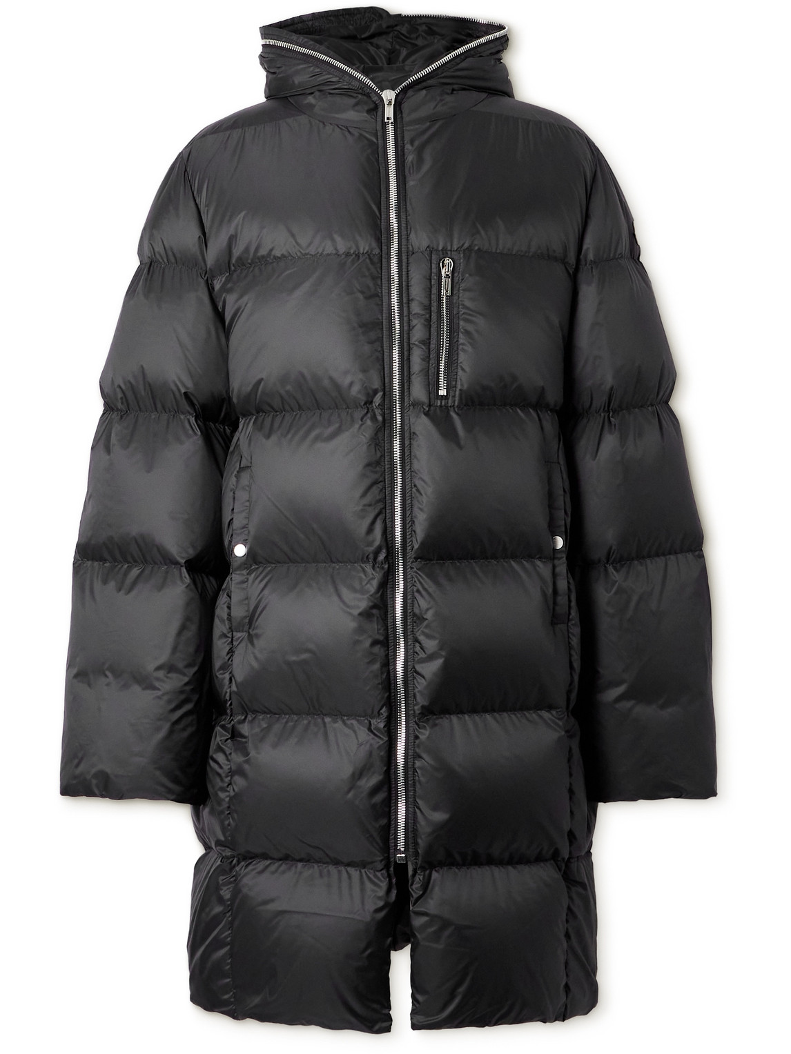 Rick Owens Moncler Logo-appliquéd Quilted Shell Hooded Down Coat In Black