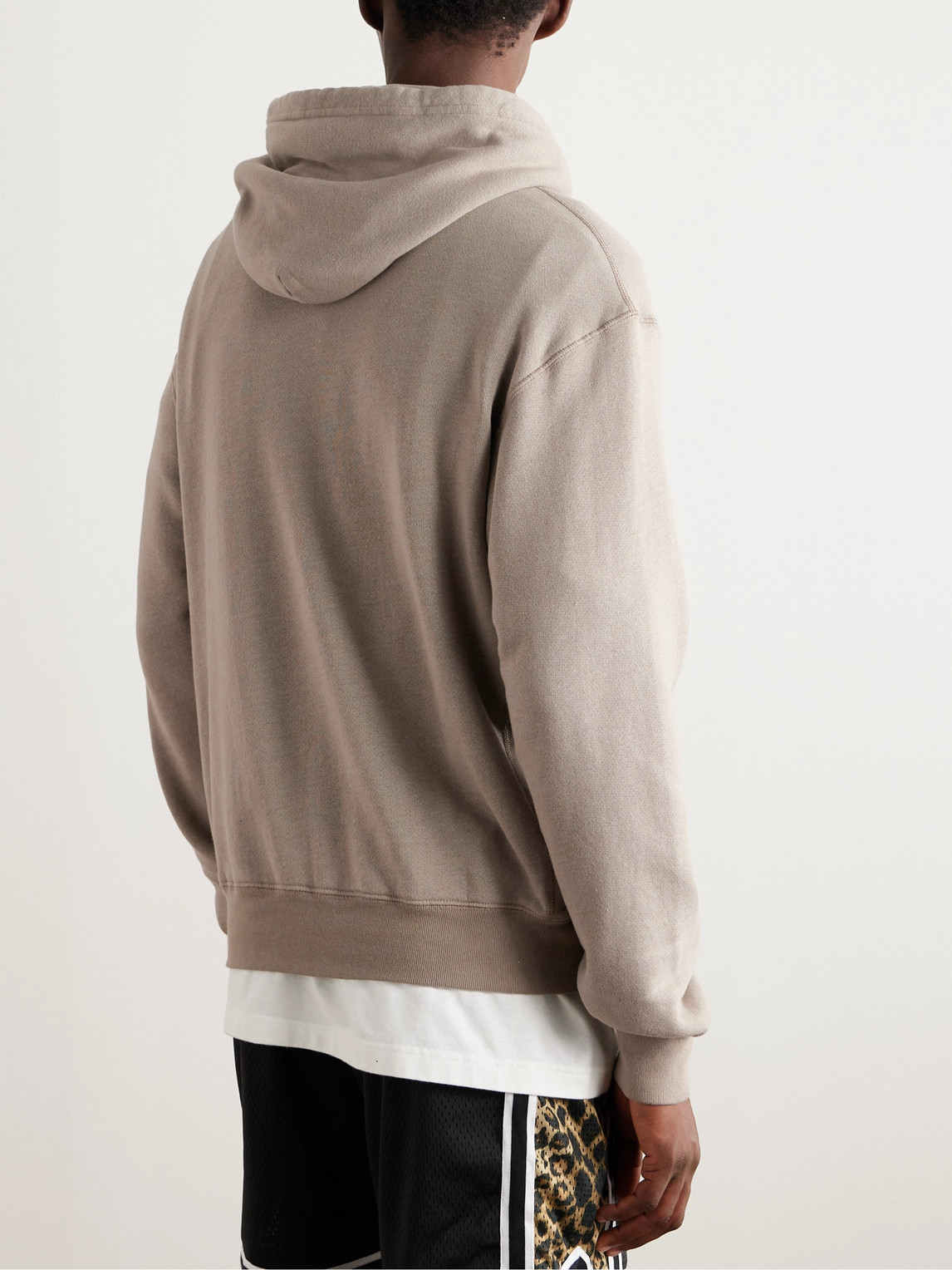 Shop John Elliott Vintage Cotton-blend Jersey Hoodie In Brown