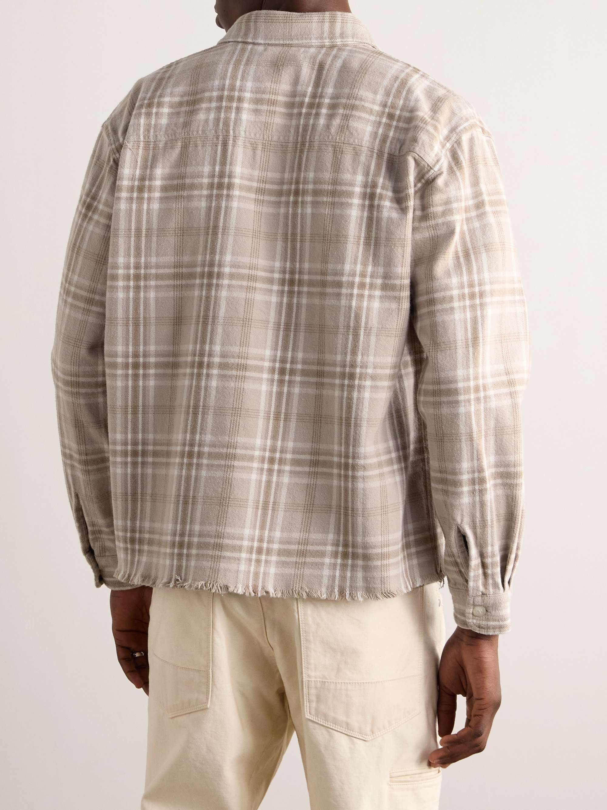 JOHN ELLIOTT Distressed Checked Cotton-Flannel Shirt