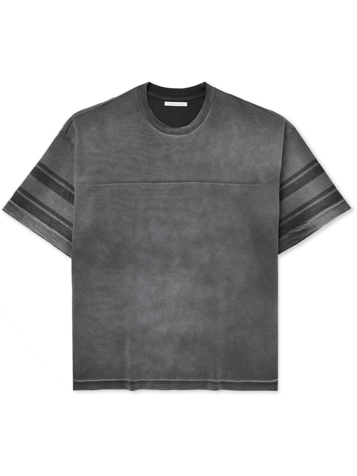 John Elliott Rush Practice Striped Cotton-jersey T-shirt In Grey