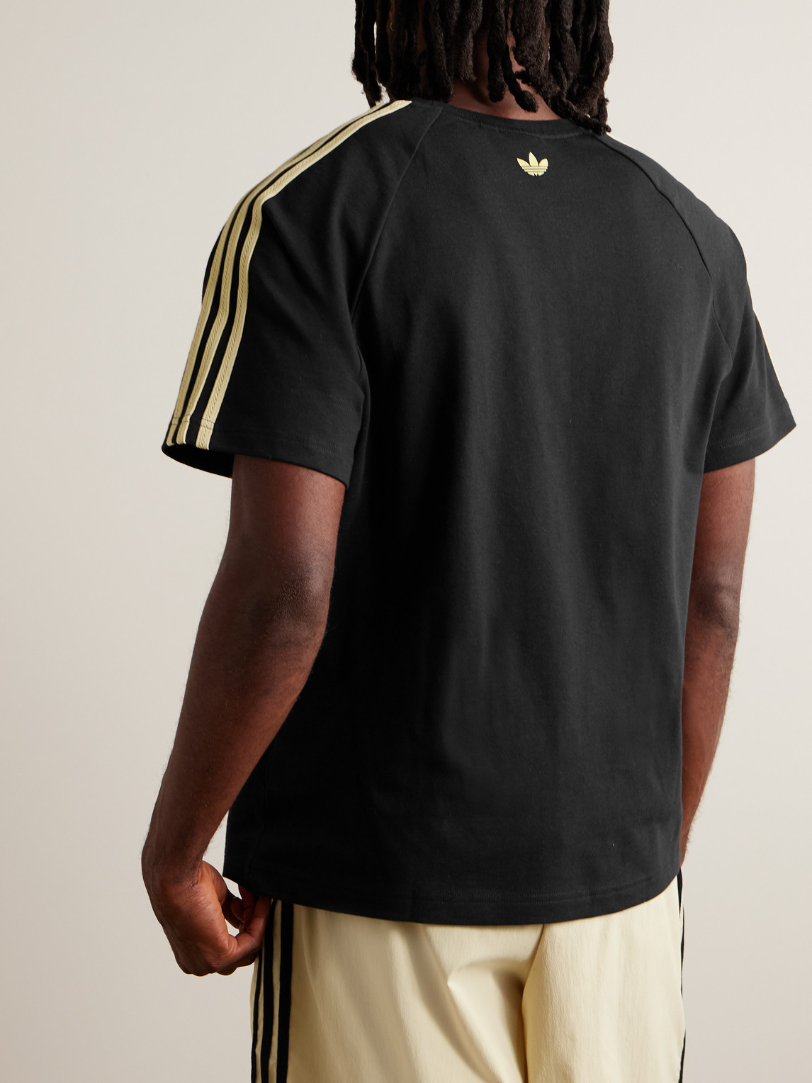 Shop Adidas Consortium Wales Bonner Webbing-trimmed Organic Cotton-jersey T-shirt In Black