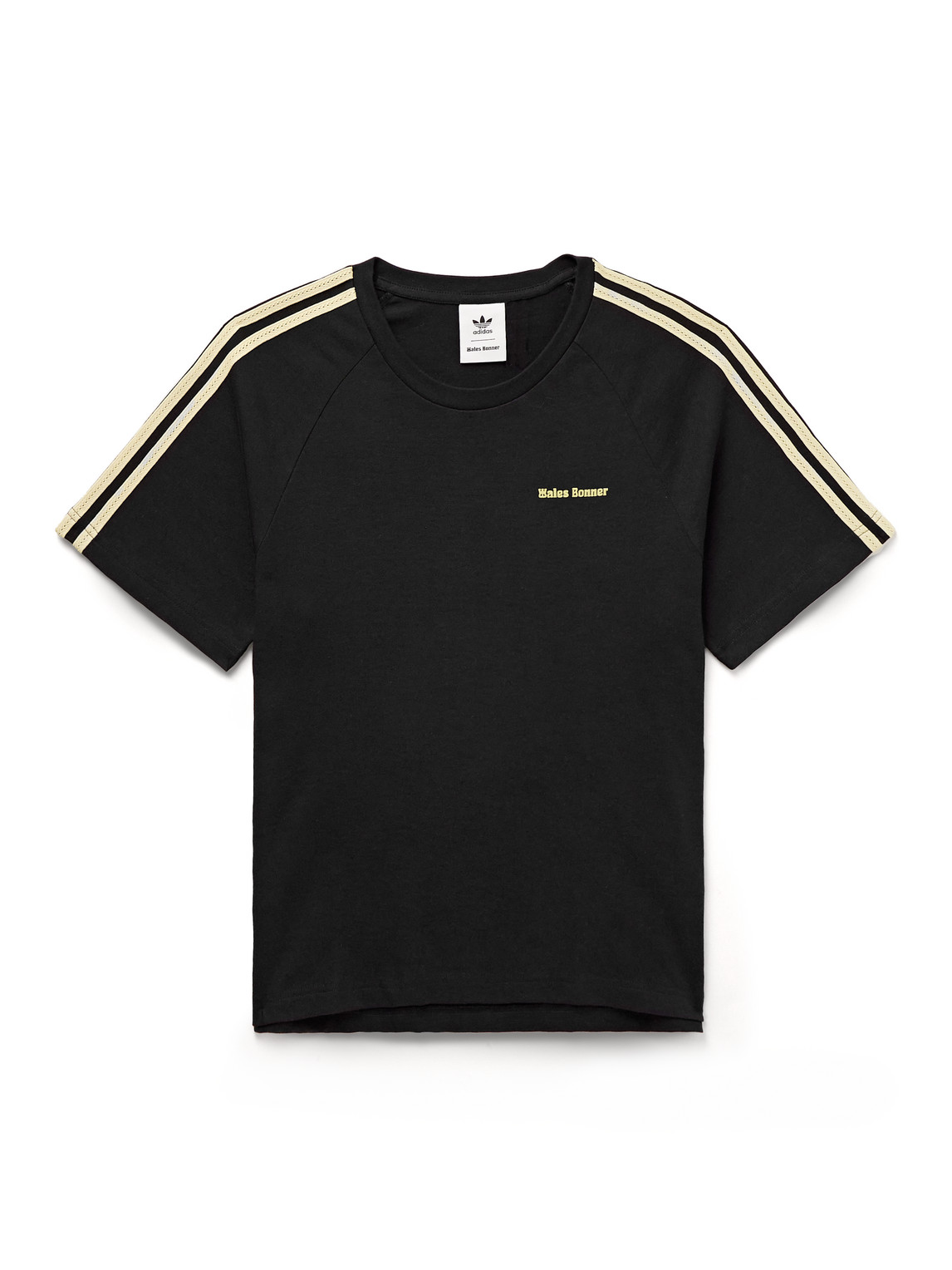 Adidas Consortium Wales Bonner Webbing-trimmed Organic Cotton-jersey T-shirt In Black