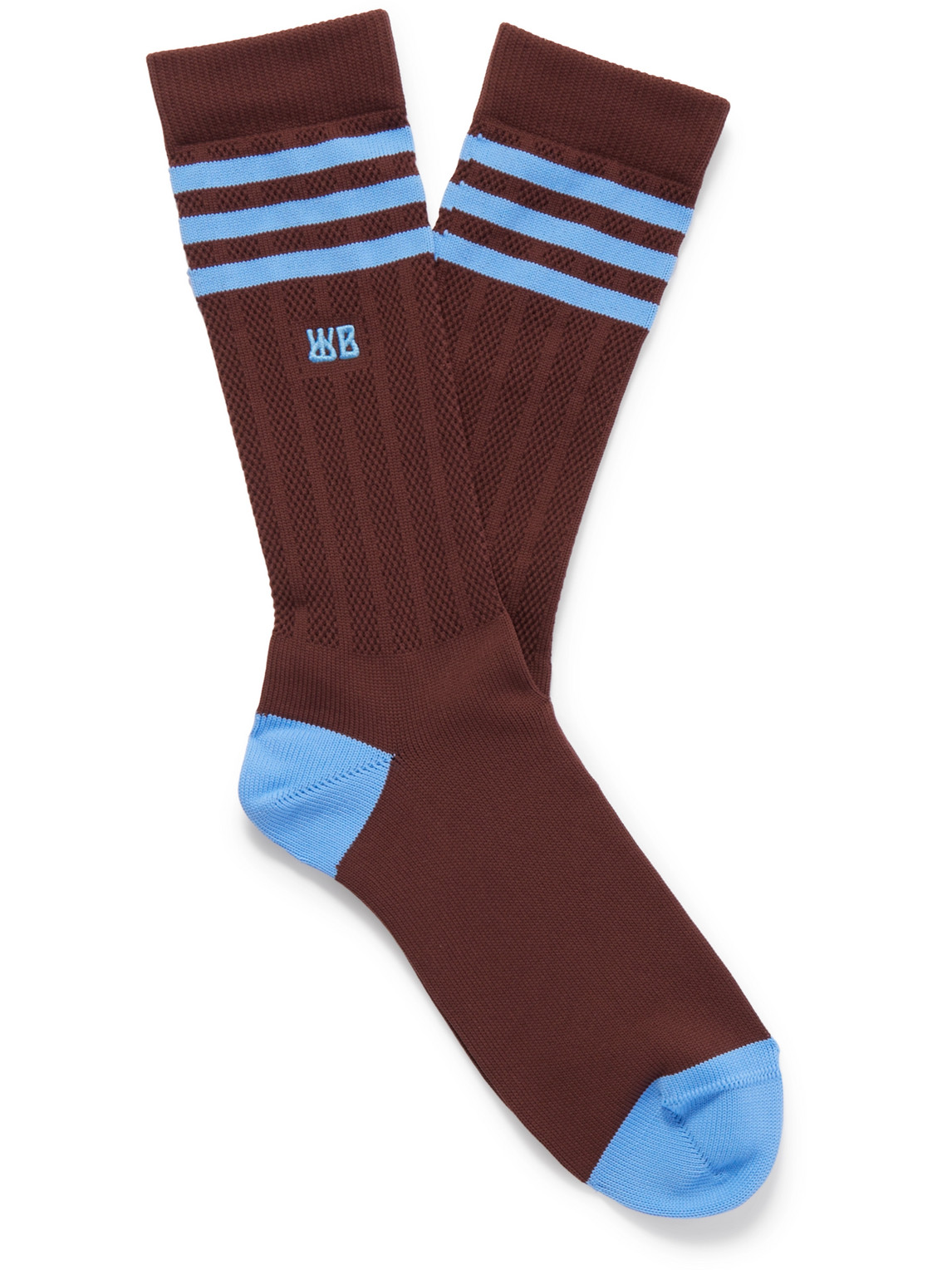 Wales Bonner Logo-Embroidered Striped Recycled-Knit Socks
