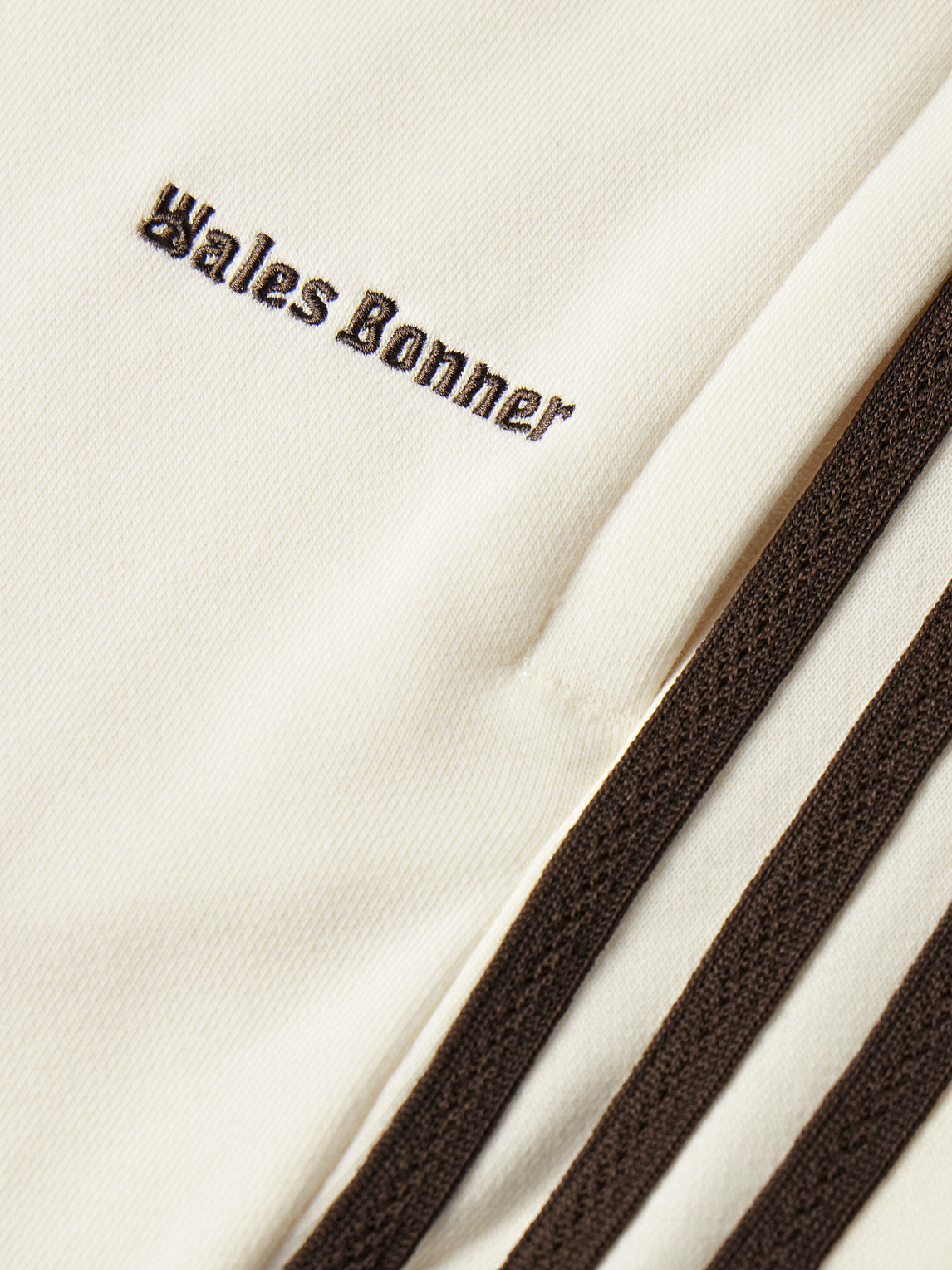 Shop Adidas Consortium Wales Bonner Straight-leg Crochet-trimmed Cotton-blend Jersey Track Pants In Neutrals