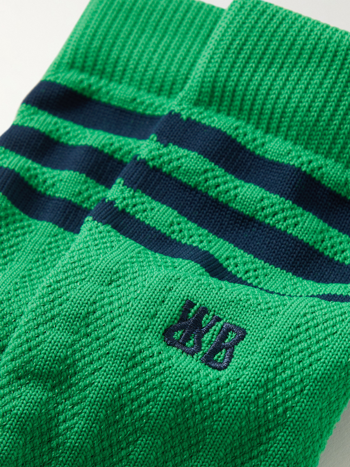 Shop Adidas Consortium Wales Bonner Logo-embroidered Striped Recycled Ribbed-knit Socks In Green