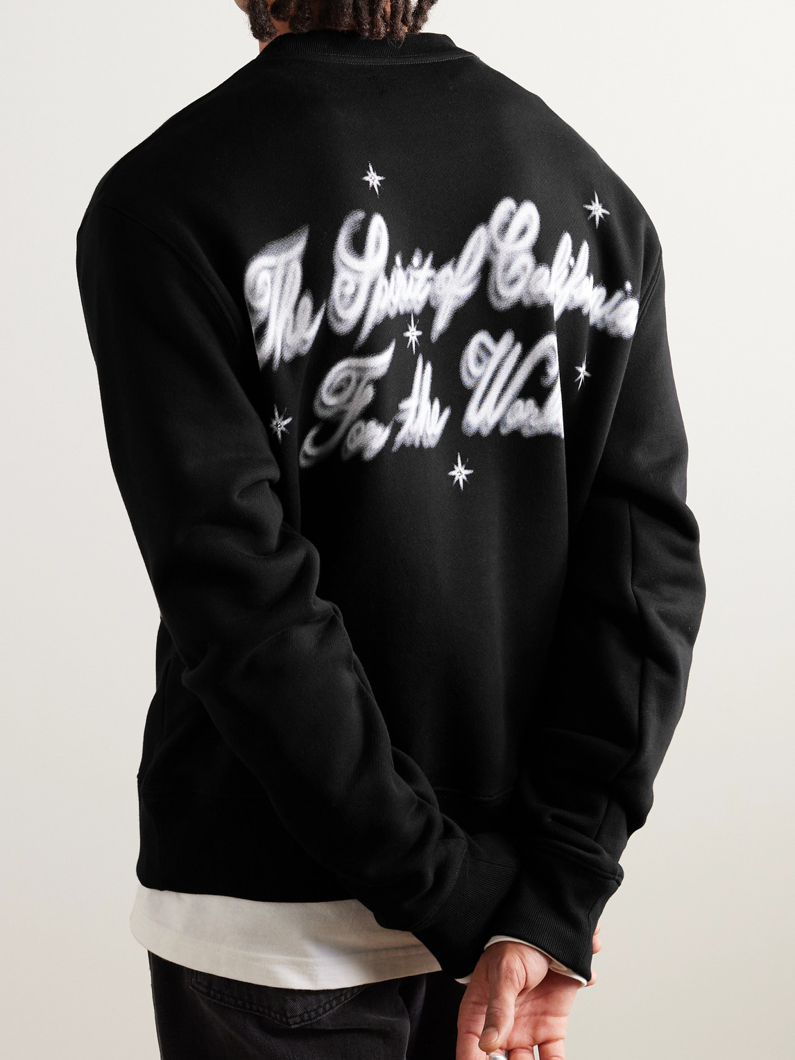 Shop Amiri Airbrush Cherub Logo-print Cotton-jersey Sweatshirt In Black