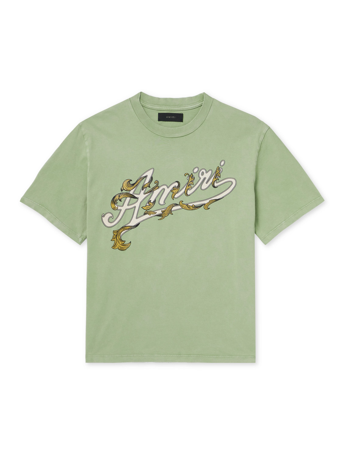 Amiri Filigree Logo-print Cotton-jersey T-shirt In Green
