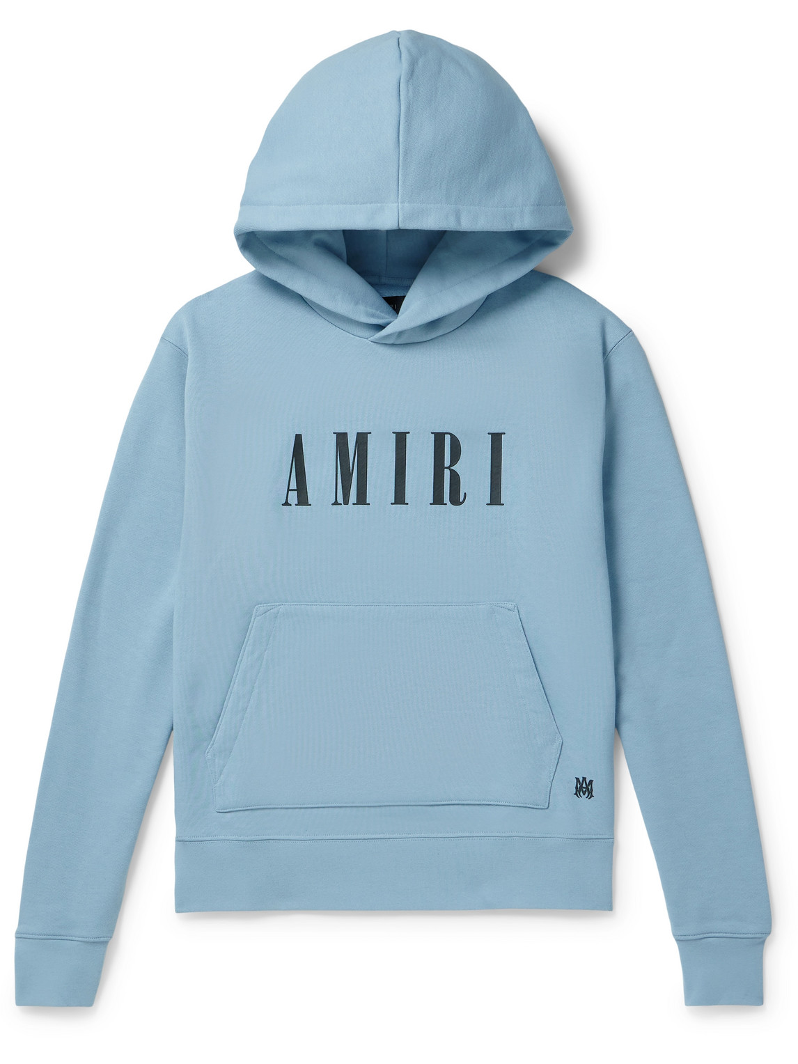 Amiri Logo-print Cotton-jersey Hoodie In Blue