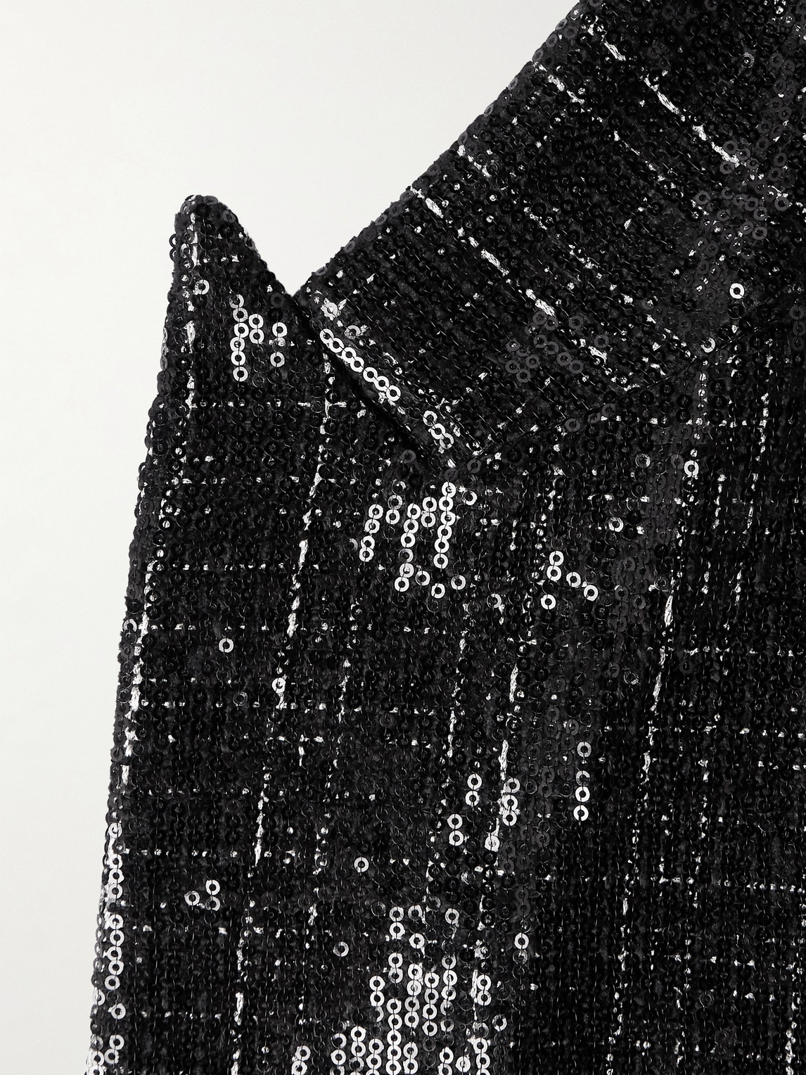 Shop Amiri Double-breasted Checked Sequinned Bouclé Blazer In Black