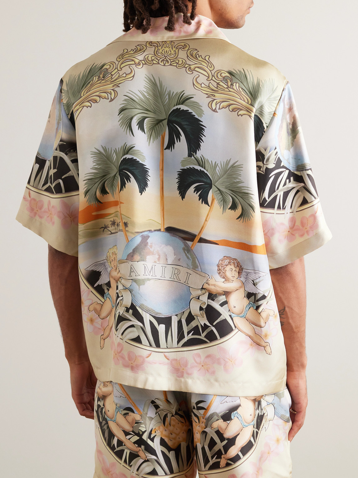 Shop Amiri Convertible-collar Printed Silk-twill Shirt In Multi