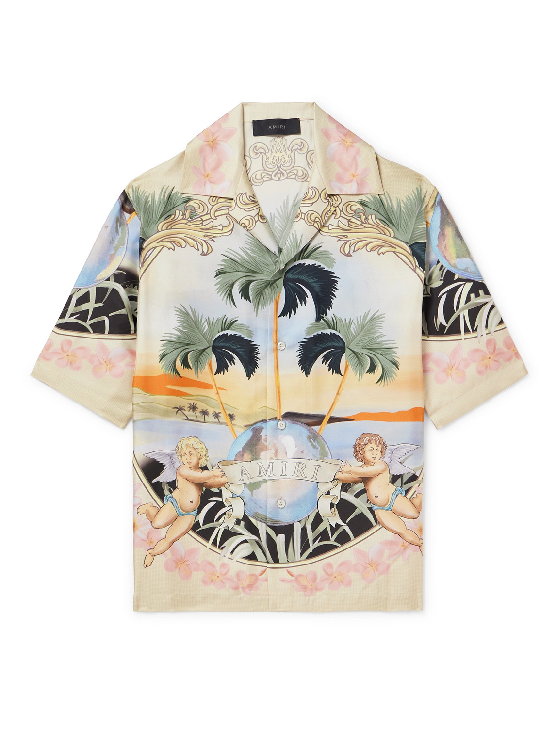 Shop Amiri Convertible-collar Printed Silk-twill Shirt In Multi
