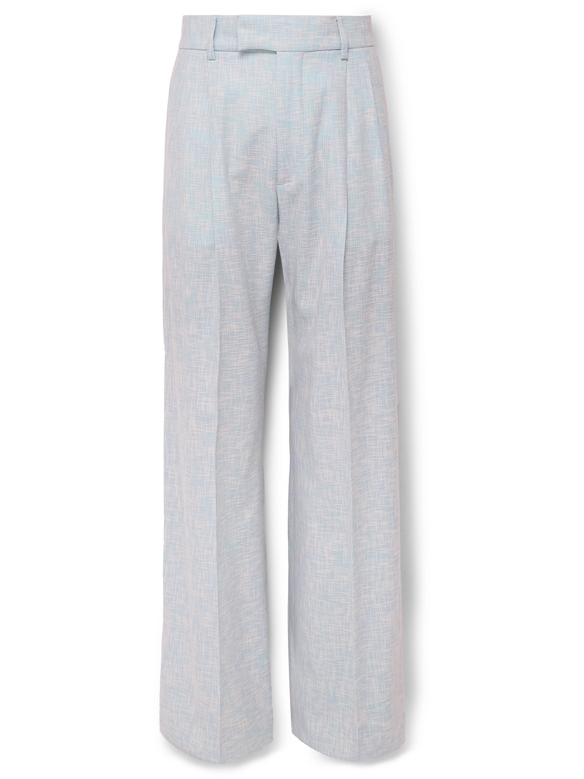 Wide-Leg Pleated Woven Suit Trousers