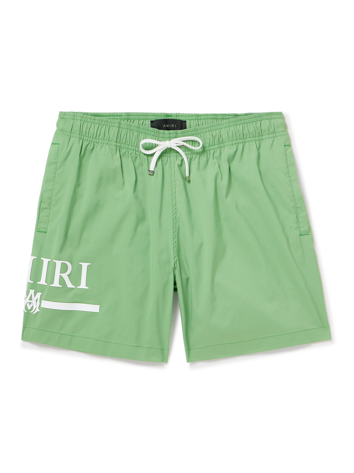 Amiri Straight-leg Mid-length Logo-print Swim Shorts In Green