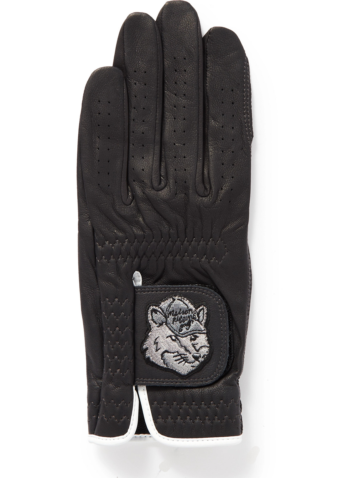Maison Kitsuné Logo-appliquéd Leather Golf Gloves In Black