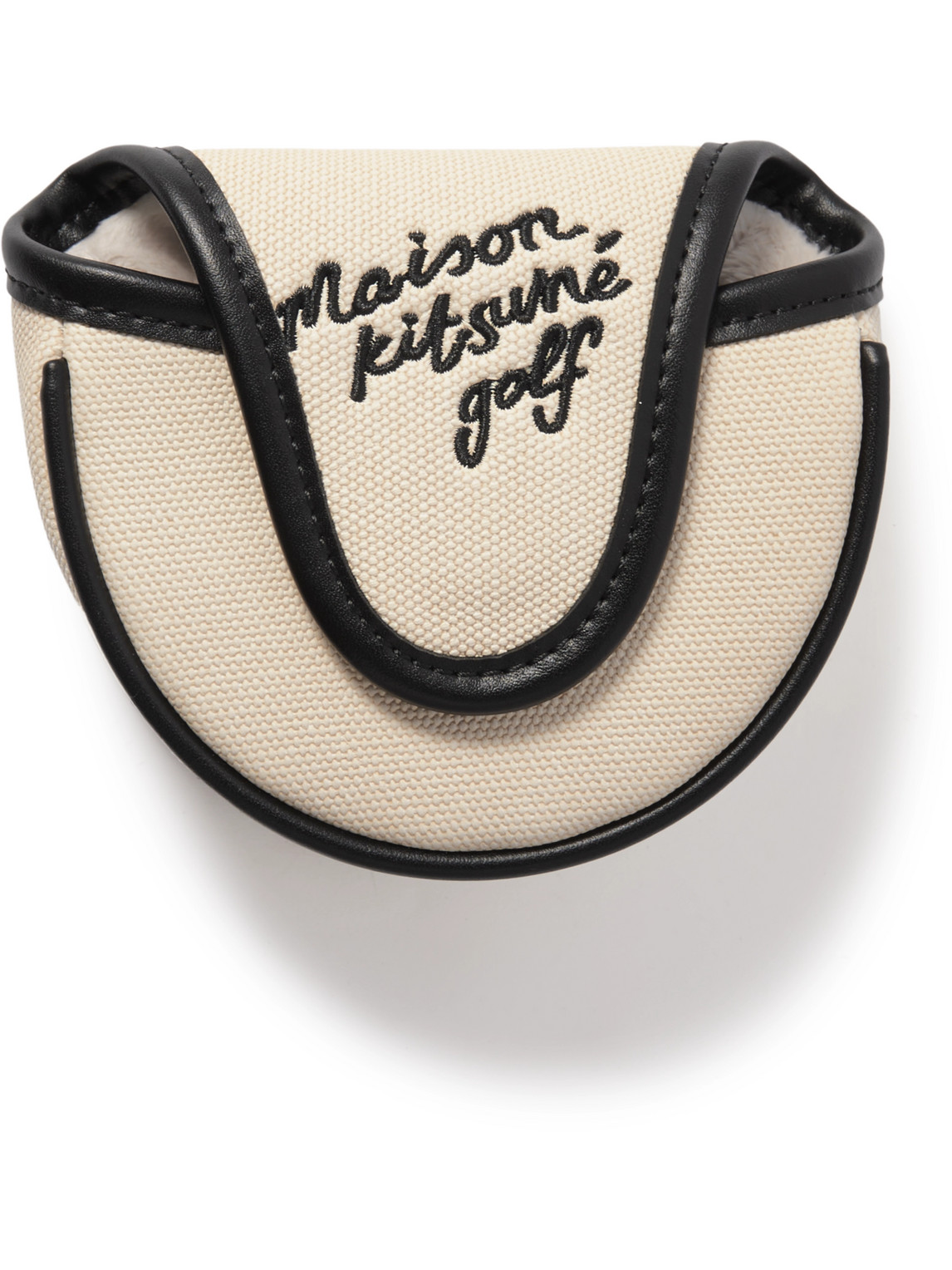 Maison Kitsuné Logo-embroidered Faux Leather-trimmed Canvas Mallet Cover In Neutrals