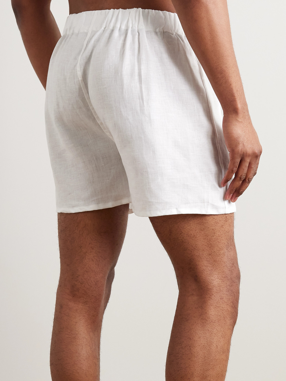 Shop Emma Willis Linen Boxer Shorts In White