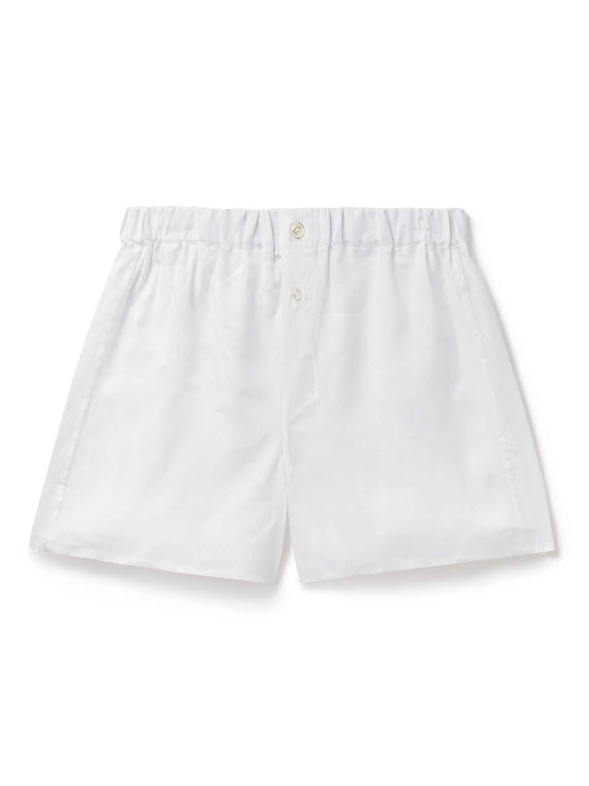 Emma Willis Linen Boxer Shorts In White