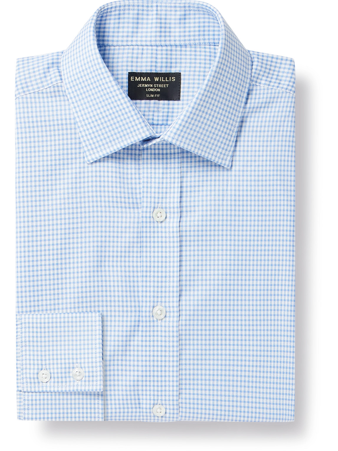 Emma Willis Slim-fit Checked Cotton Oxford Shirt In Blue