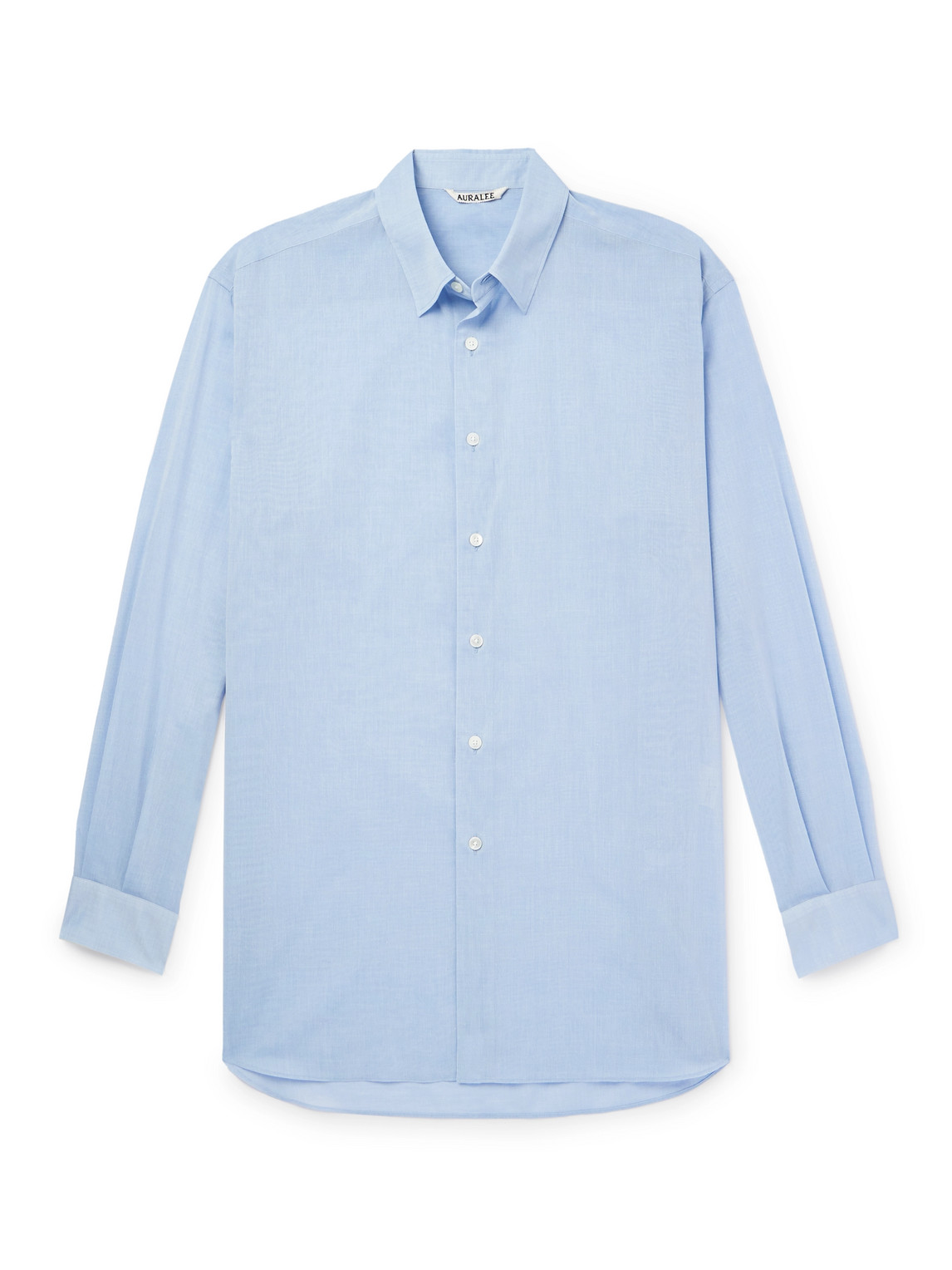 Auralee Cutaway-collar Cotton-organdy Shirt In Blue