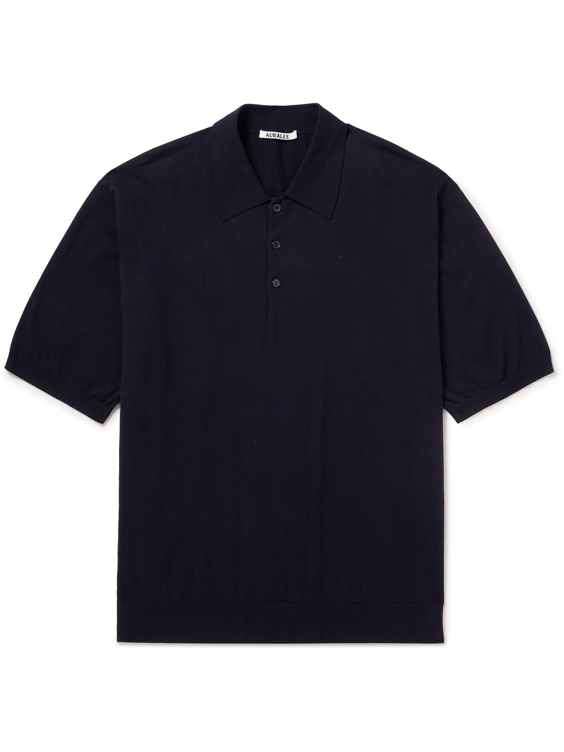 Auralee - PIMA COTTON HEAVY PIQUE POLO (DARK NAVY) — EQUIPMENT