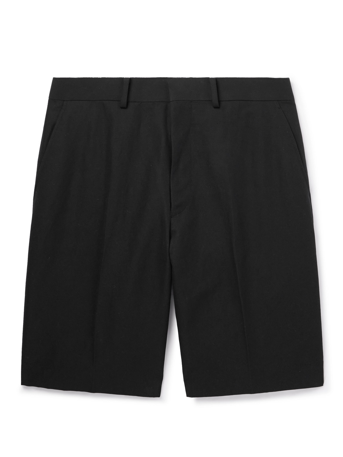 Auralee Straight-leg Cotton And Linen-blend Twill Shorts In Black