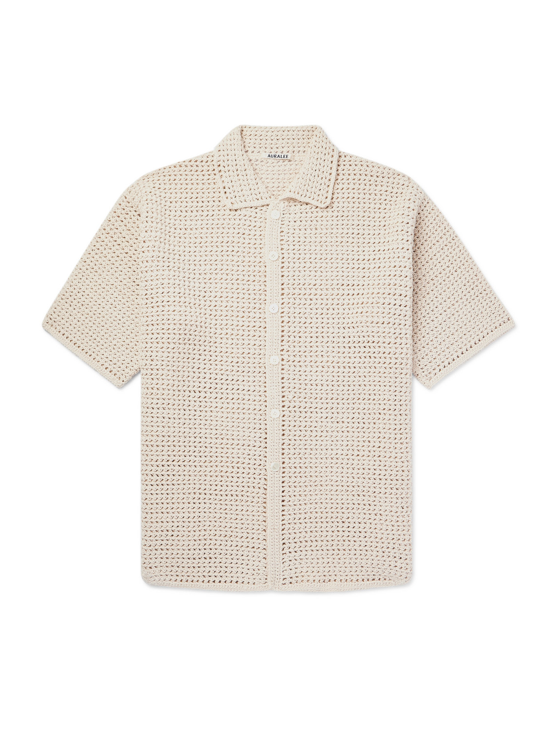 Auralee Open-knit Cotton Shirt In Neutrals