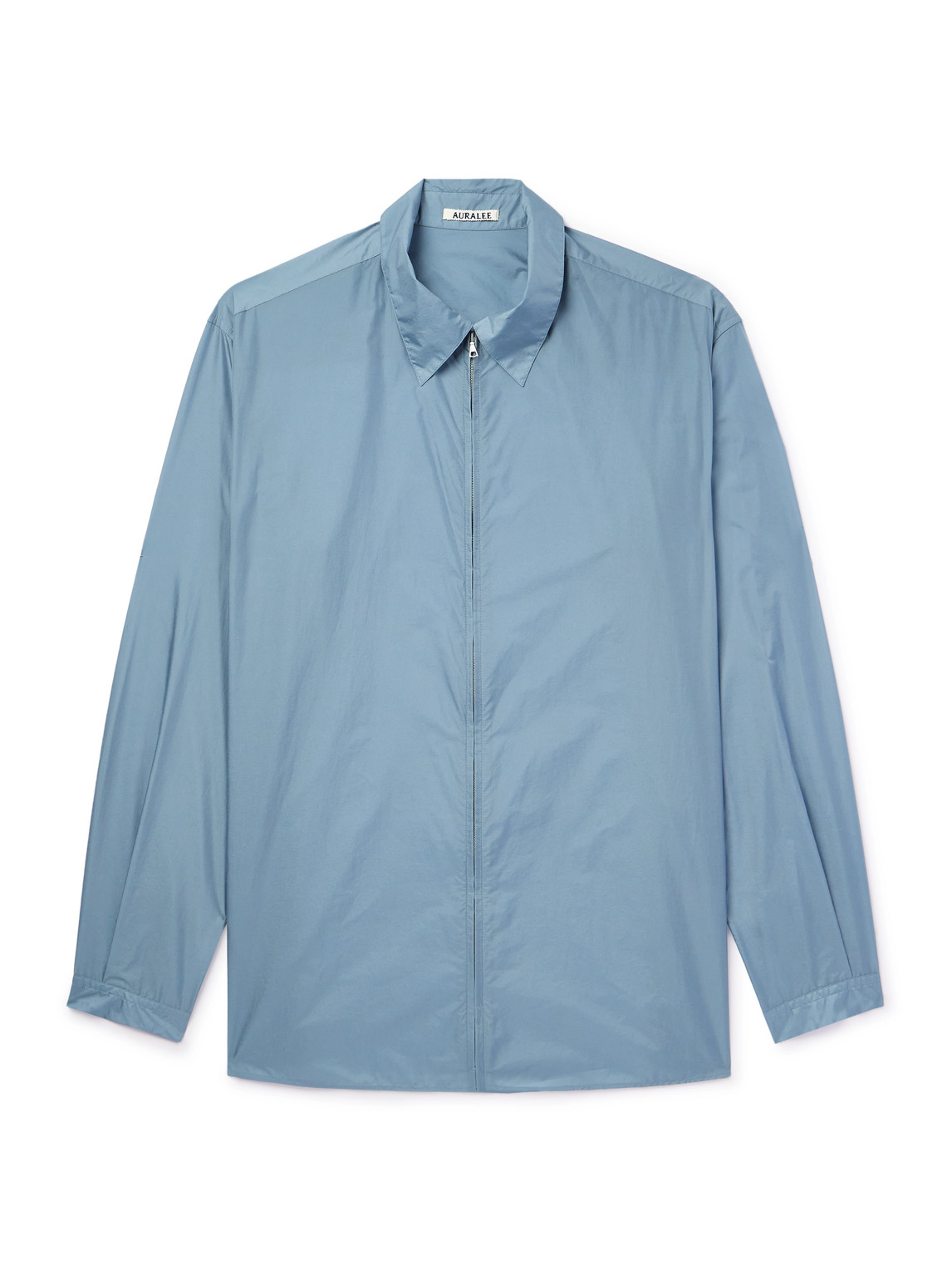 Auralee Nylon Zip-up Overshirt In Blue