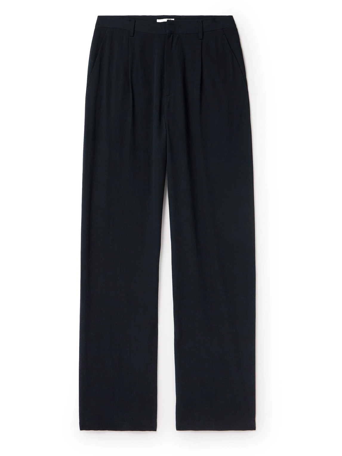 Auralee Straight-leg Pleated Cotton And Silk-blend Twill Suit Trousers In Blue