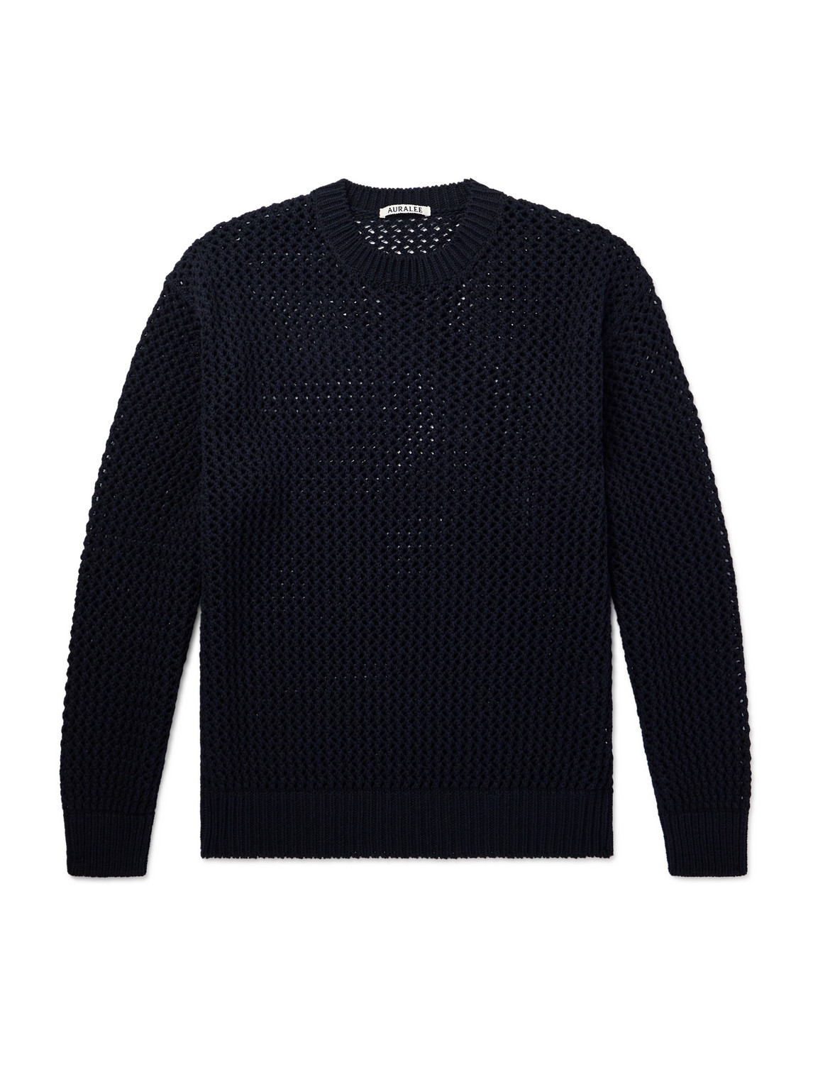 Auralee Open-knit Cotton Sweater In Black