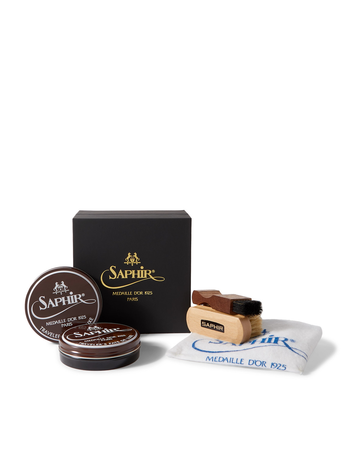 Mr P Ecrin Shoe Shine Travel Set In Black