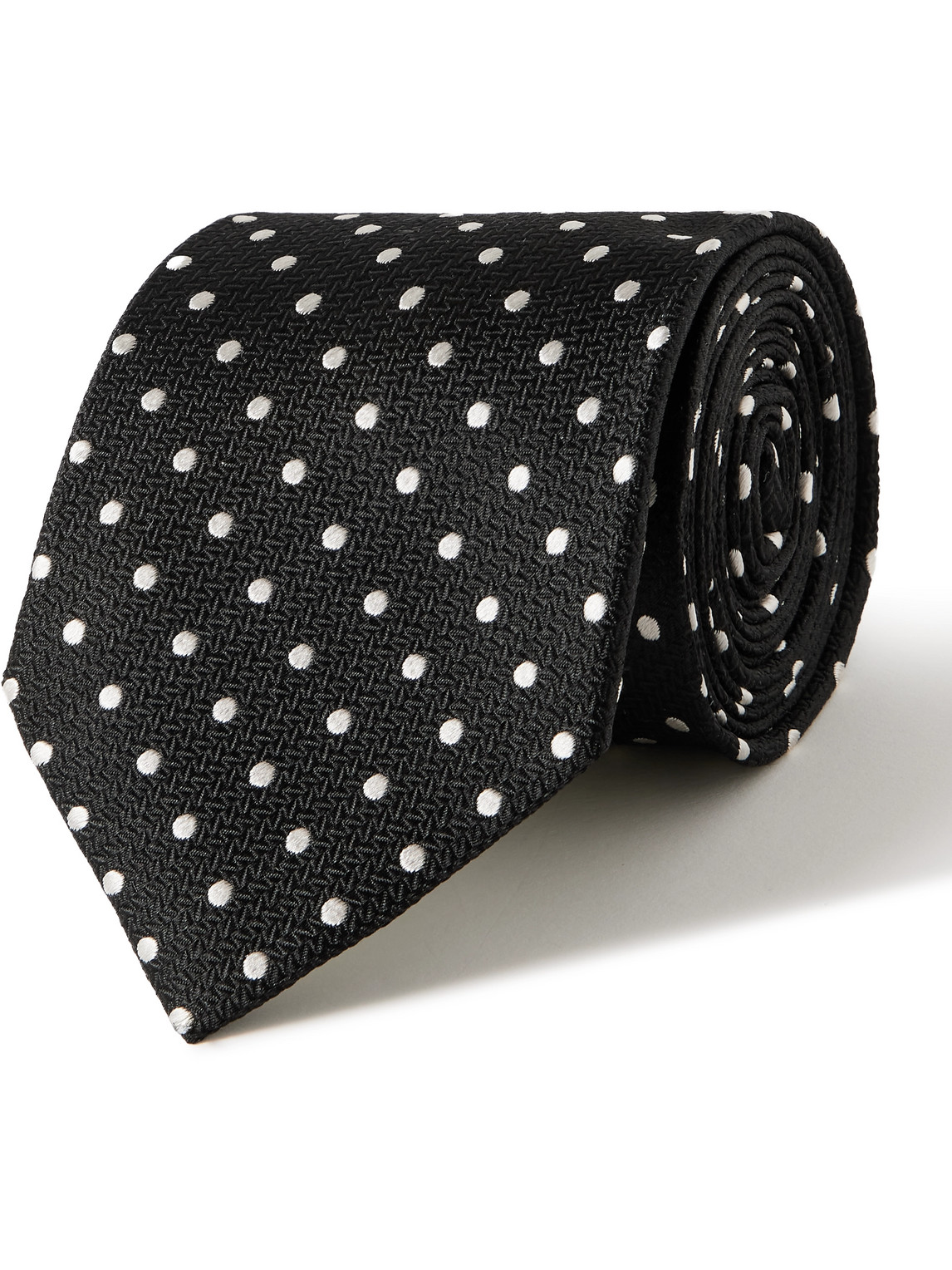 Favourbrook Pickwick 7.5cm Polka-dot Silk-jacquard Tie In Black