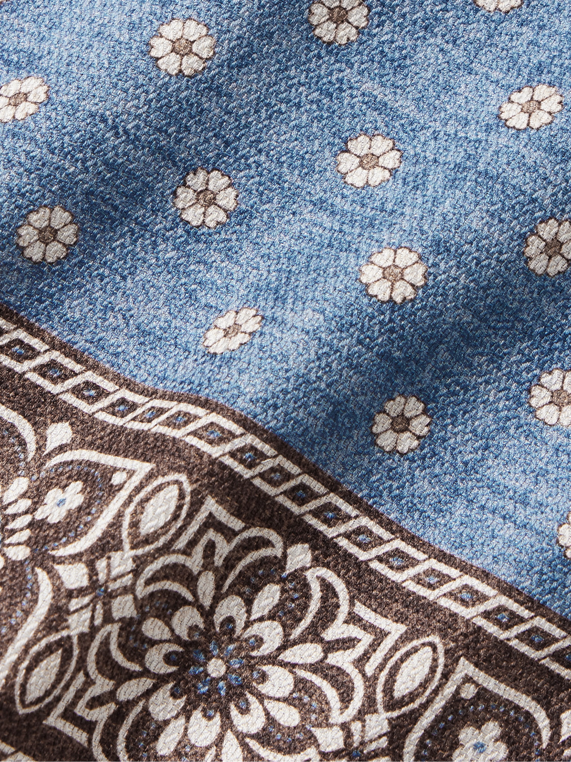 Shop Favourbrook Osterley Floral-print Silk Pocket Square In Blue