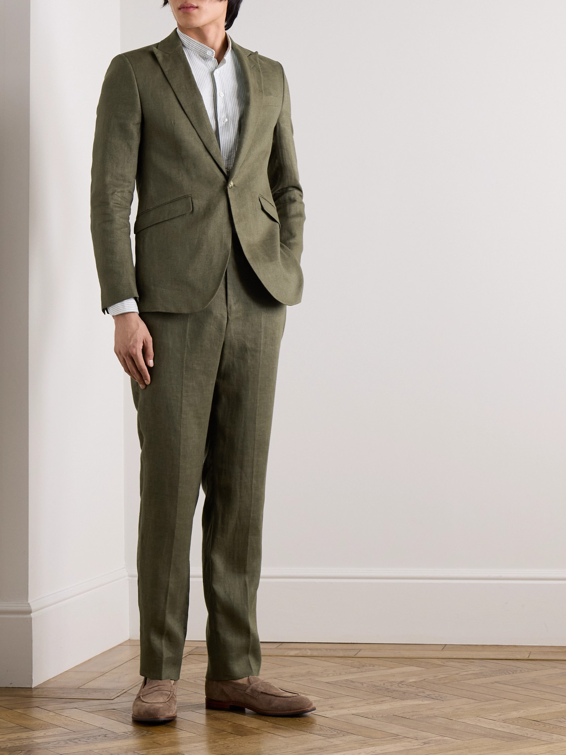 Shop Favourbrook Ebury Linen Suit Jacket In Green