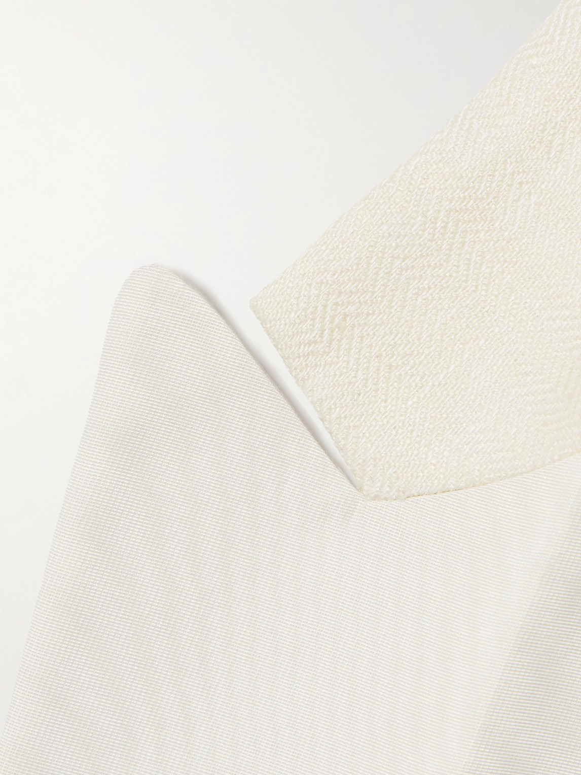 Shop Favourbrook Grosgrain-trimmed Herringbone Linen And Silk-blend Tuxedo Jacket In Neutrals