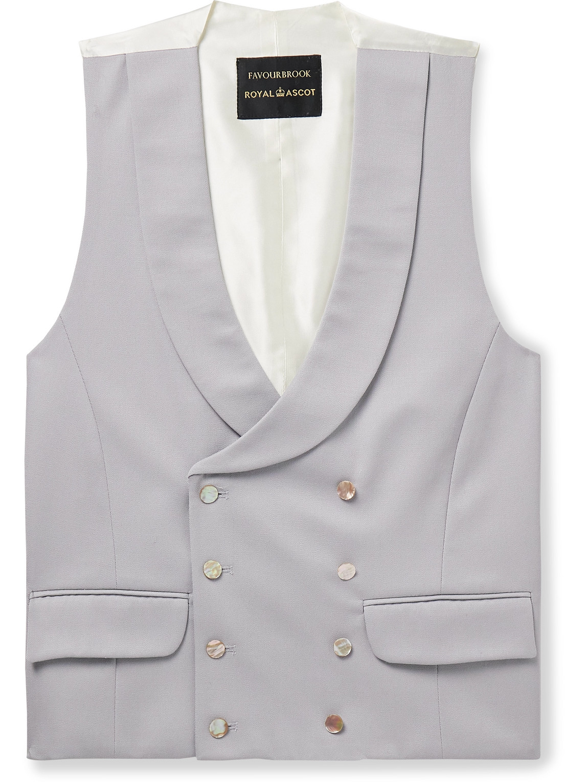 Slim-Fit Shawl-Collar Double-Breasted Wool-Twill and Satin Waistcoat