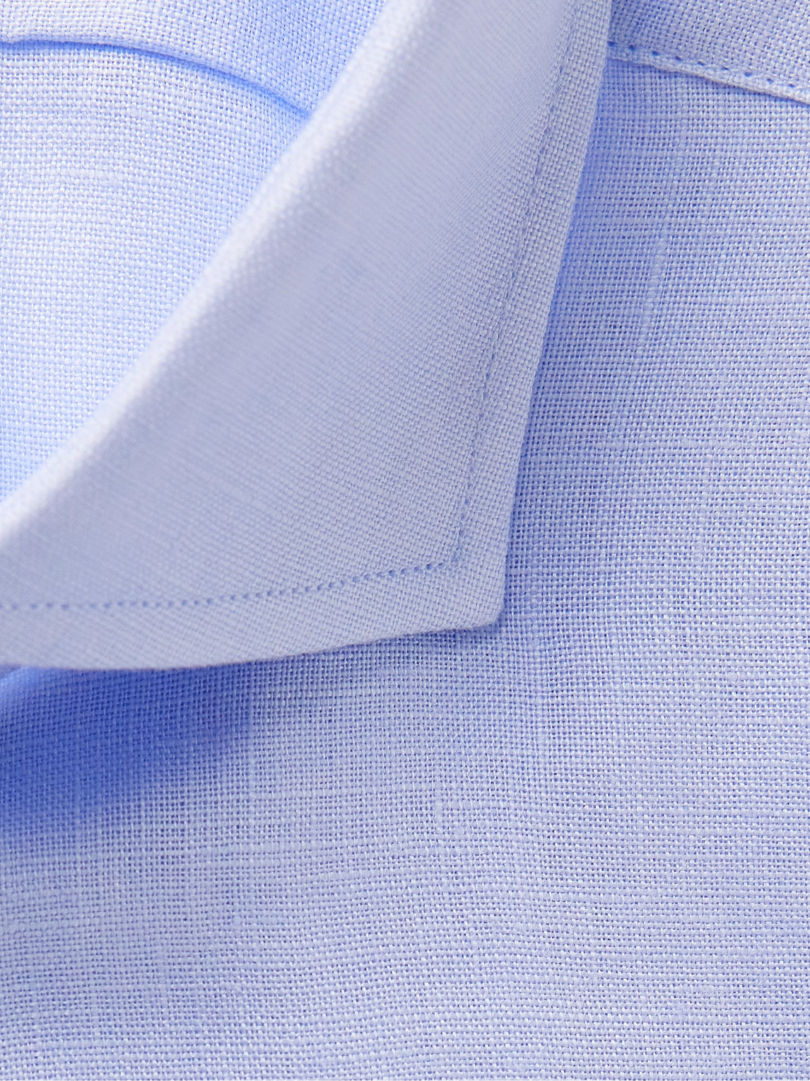 Shop Favourbrook Bridford Cutaway-collar Linen Shirt In Blue