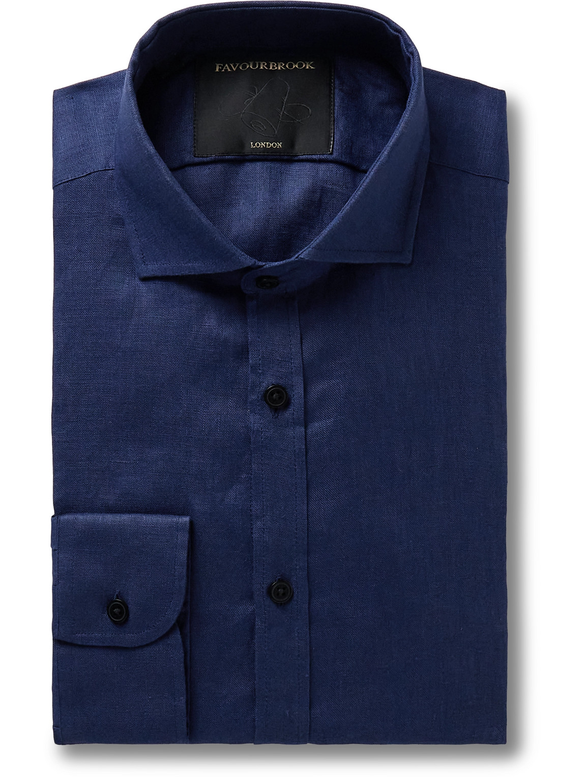 Favourbrook Bridford Cutaway-collar Linen Shirt In Blue