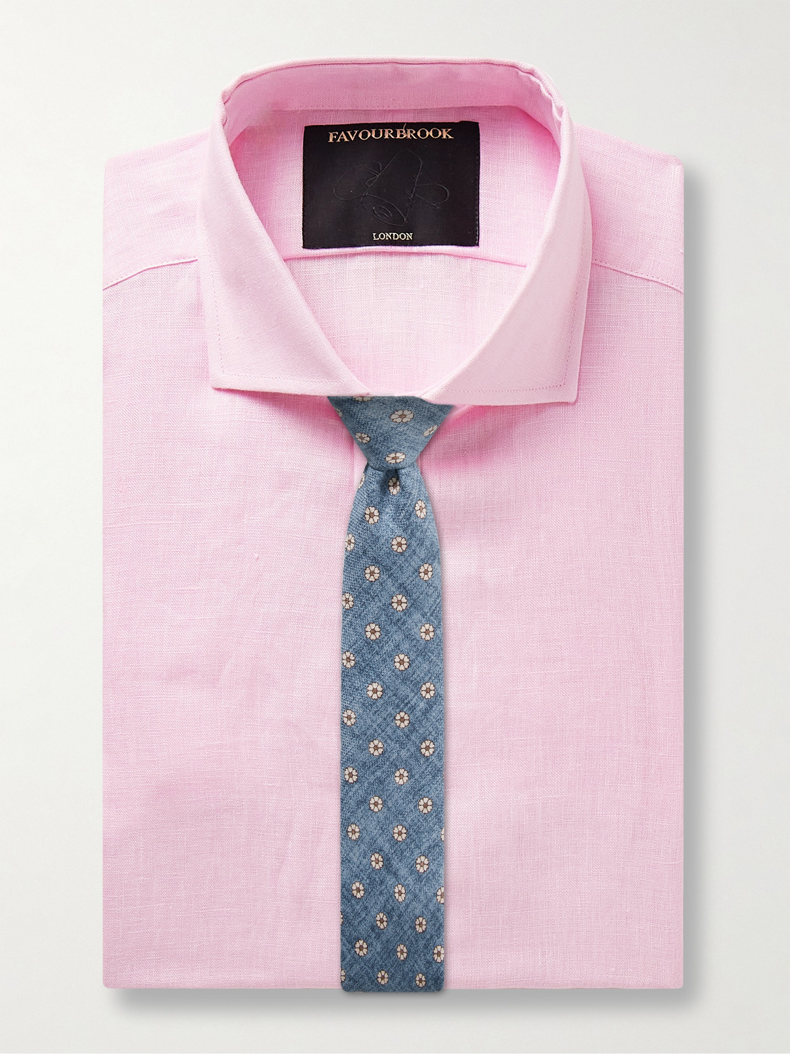 Shop Favourbrook Bridford Cutaway-collar Linen Shirt In Pink