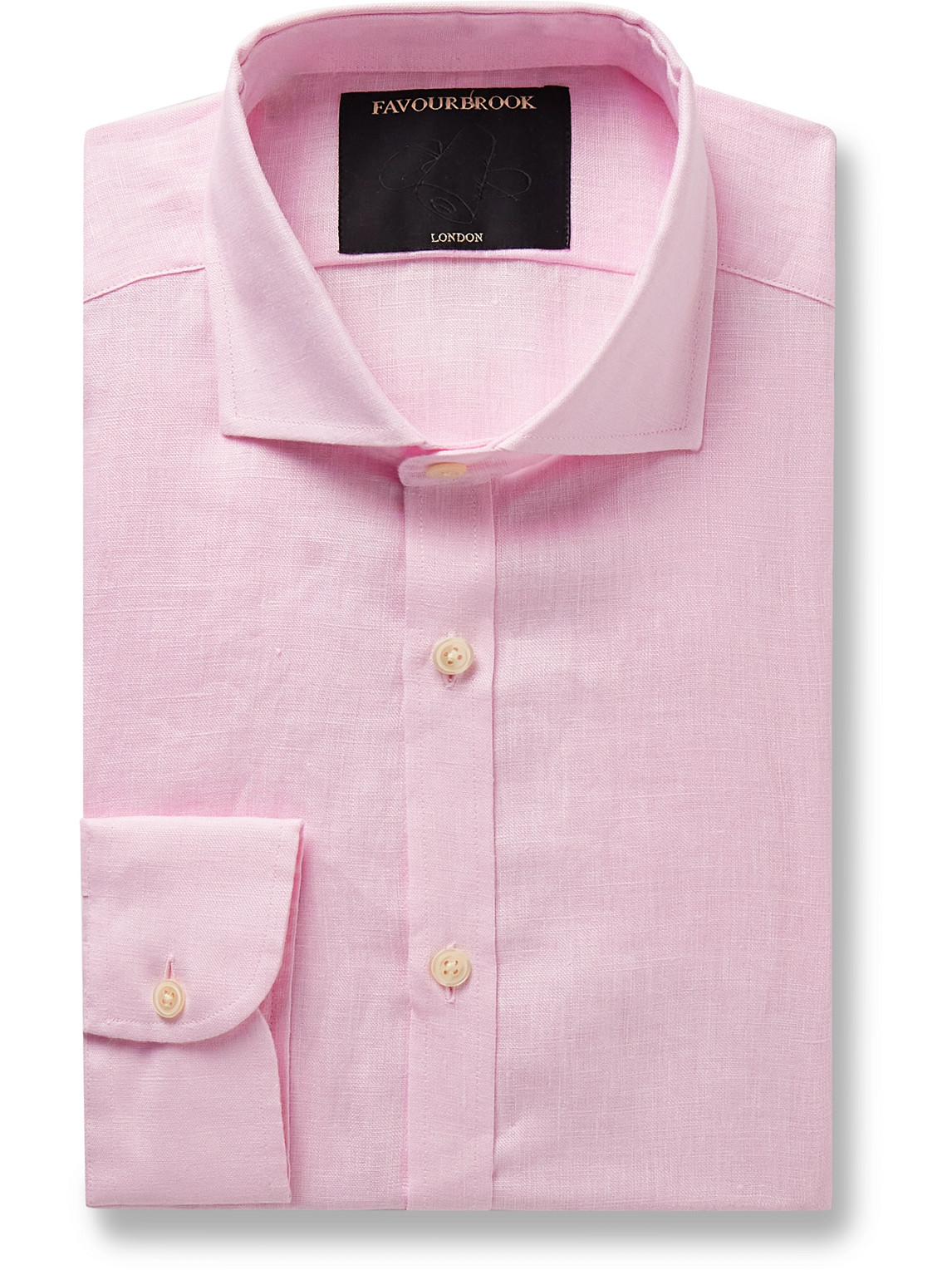 Favourbrook Bridford Cutaway-collar Linen Shirt In Pink