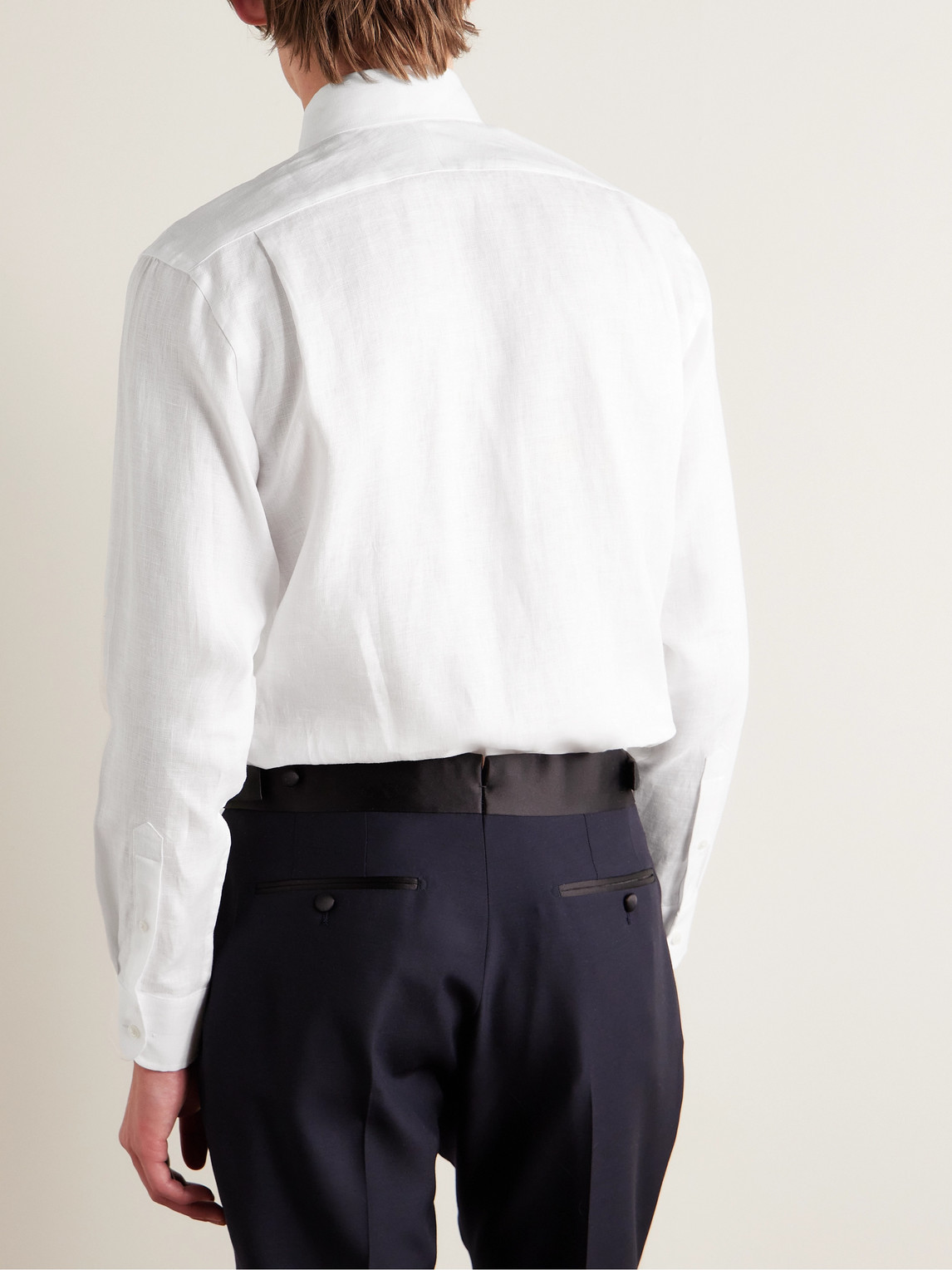 Shop Favourbrook Pintucked Linen Tuxedo Shirt In White