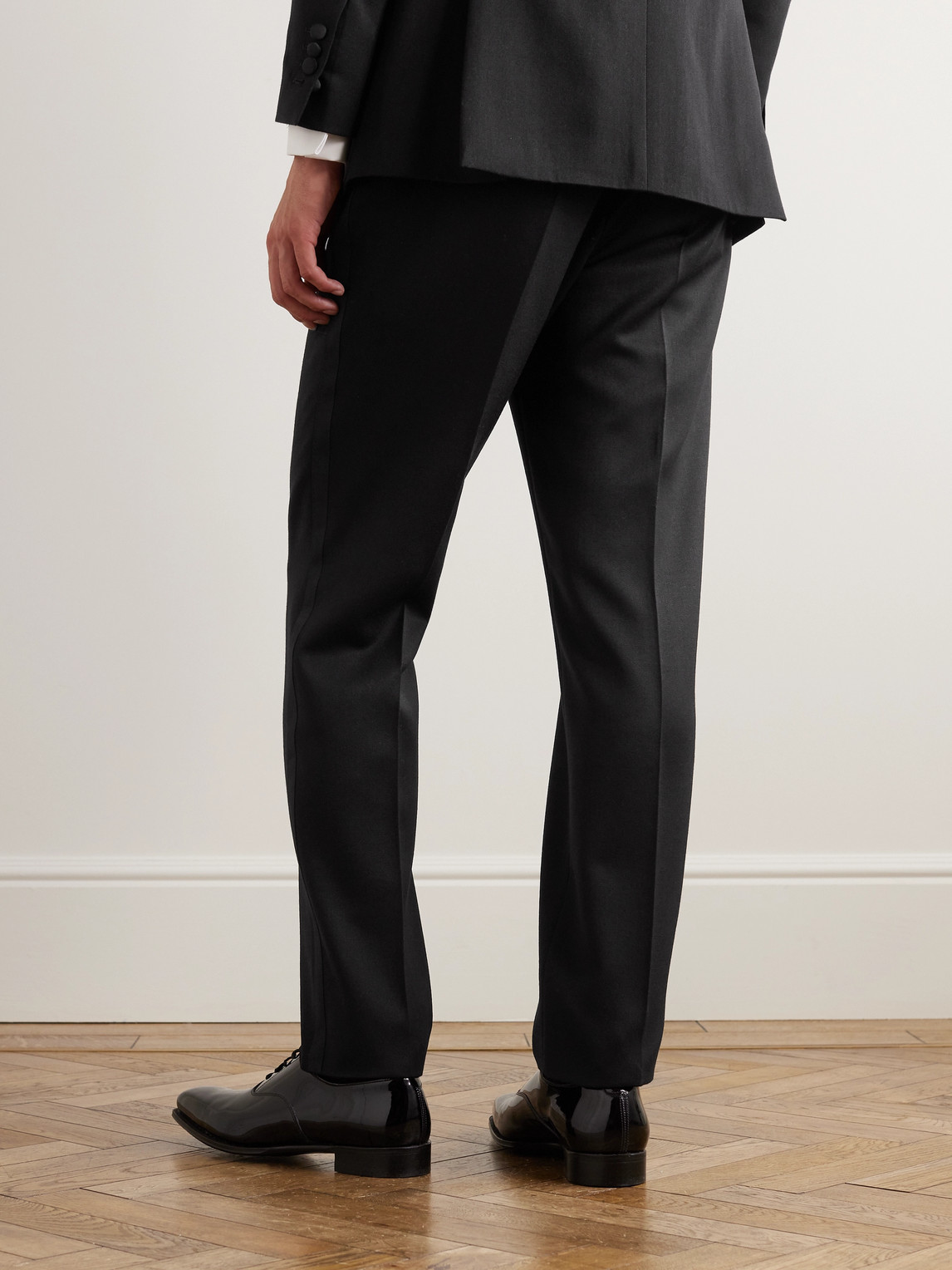 Shop Favourbrook Hampton Slim-fit Grosgrain-trimmed Wool-twill Tuxedo Trousers In Black