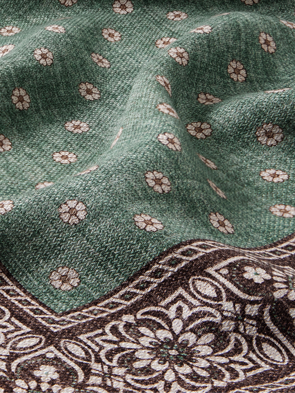 Shop Favourbrook Osterley Floral-print Silk Pocket Square In Green