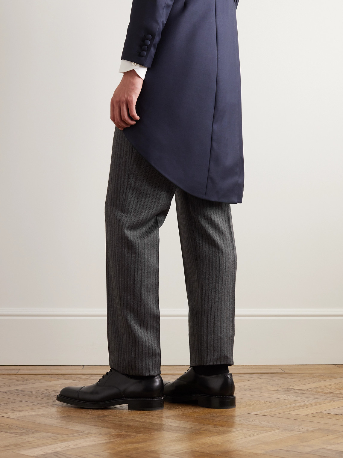 Shop Favourbrook Westminster Slim-fit Straight-leg Striped Wool Trousers In Gray