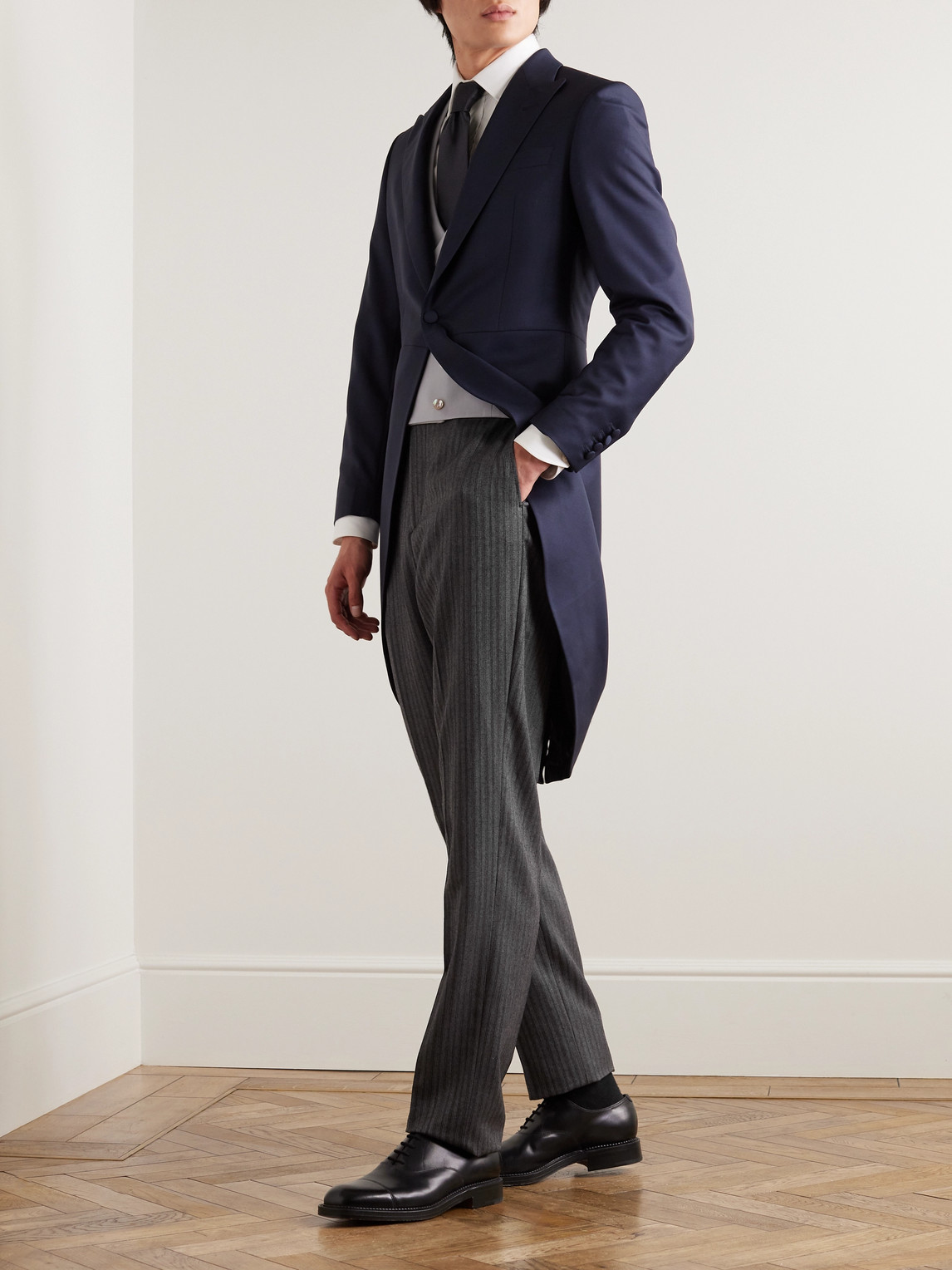 Shop Favourbrook Westminster Slim-fit Straight-leg Striped Wool Trousers In Gray