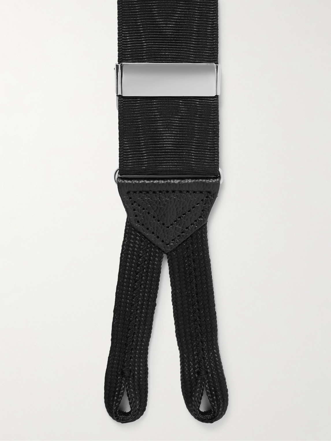Shop Favourbrook Leather-trimmed Silk-moire Braces In Black