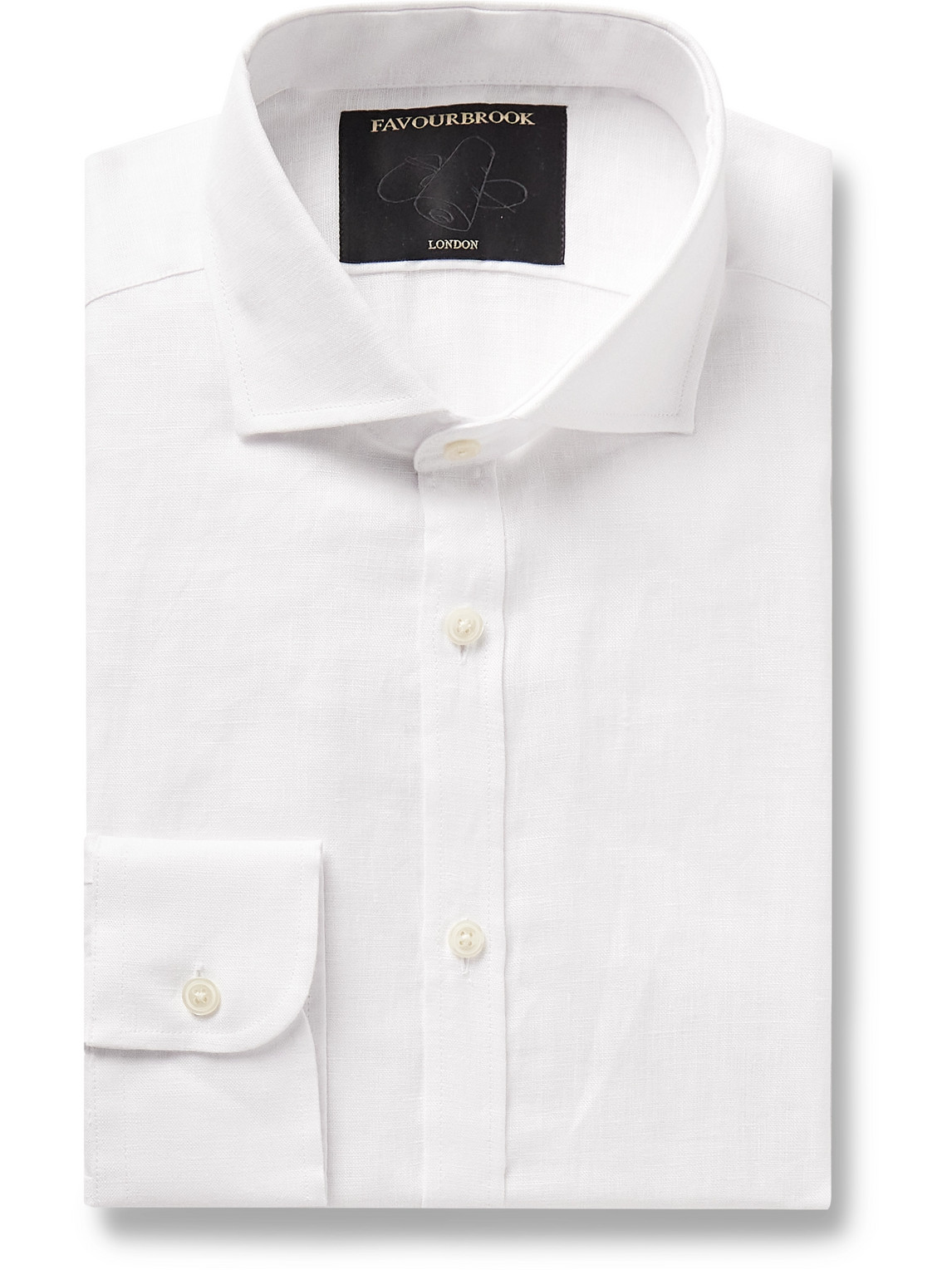Favourbrook Bridford Cutaway-collar Linen Shirt In White