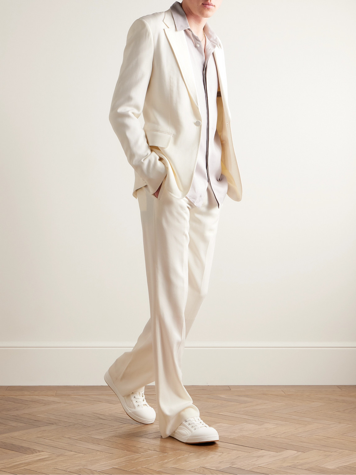 Shop Gabriela Hearst Leiva Slim-fit Wool-twill Suit Jacket In Neutrals